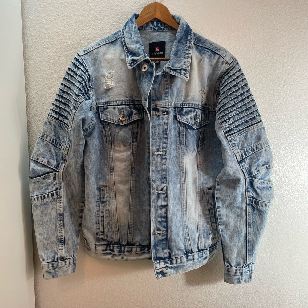 Southpole Streetwear Light Wash Denim Jacket Mens Size M